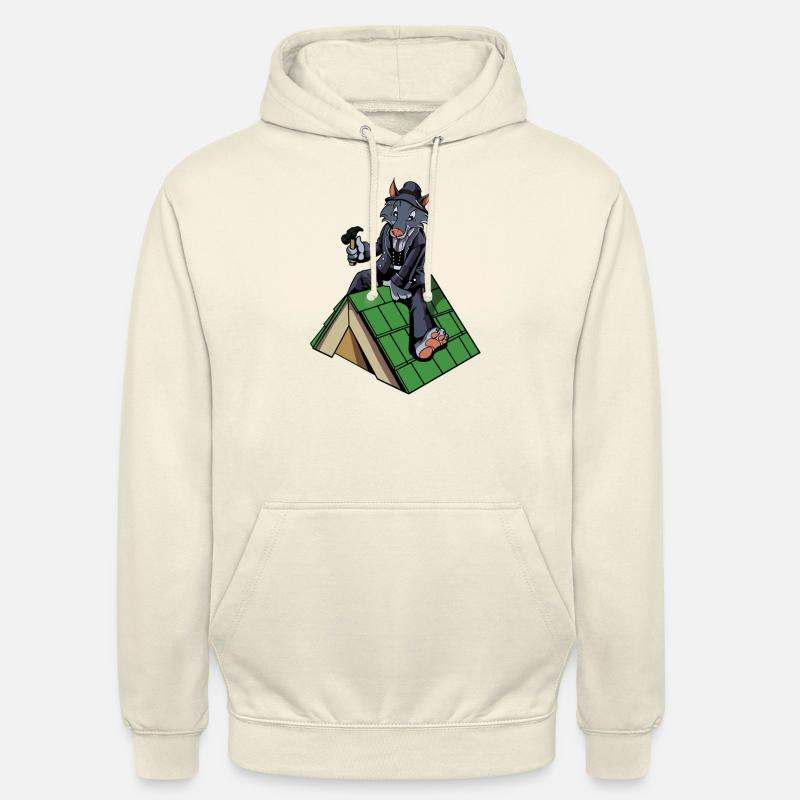 Comic Wolf als Dachdecker - Unisex Hoodie - Vanille-Milchshake