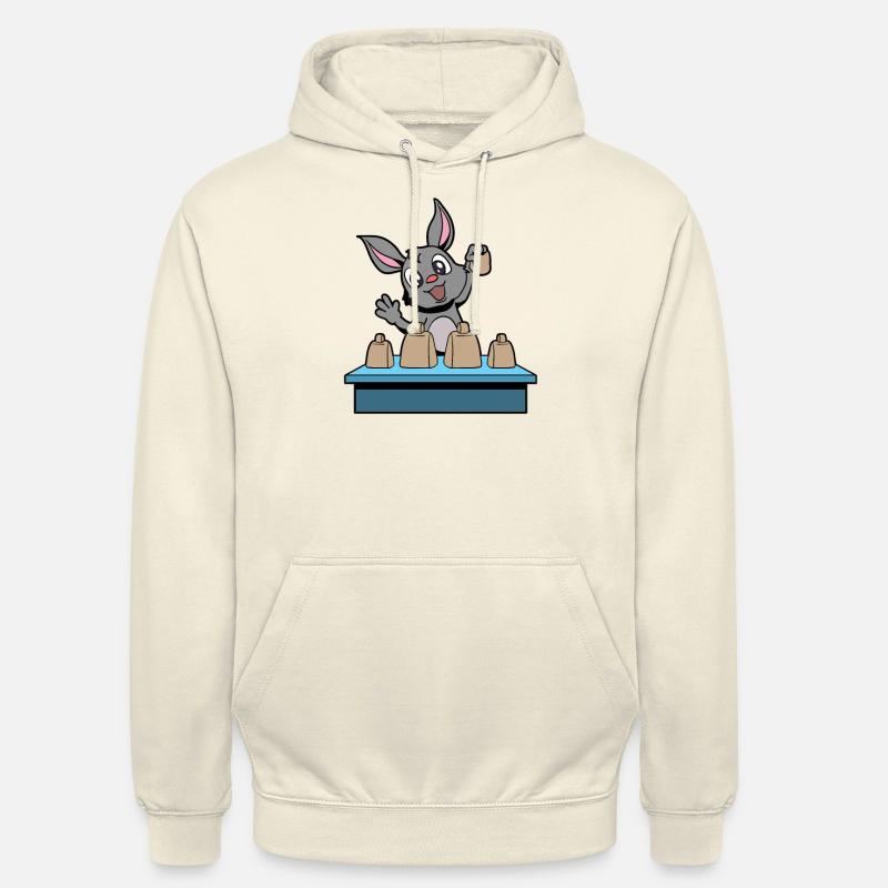 Comic Rabbit joue cowbells - Sweat-shirt à capuche unisexe - vanille