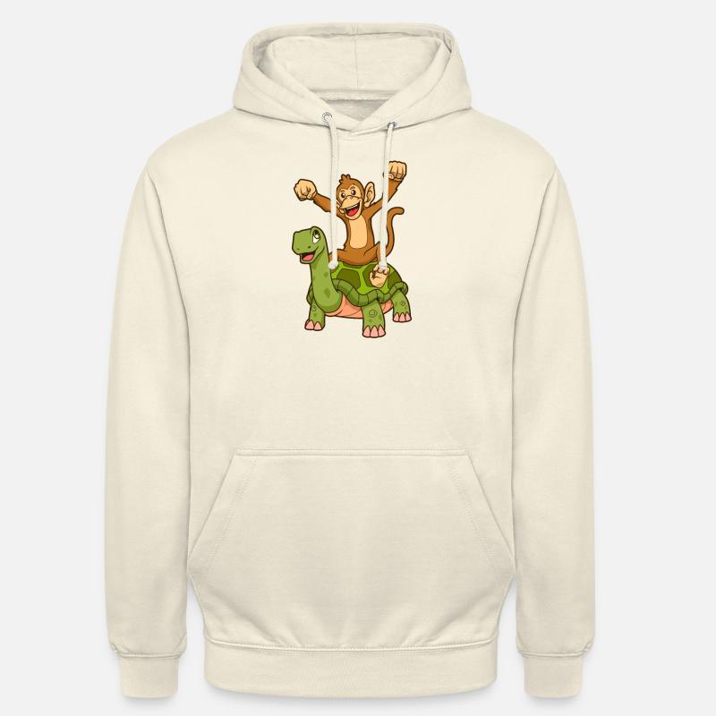 Comic - Monkey sits on turtle - Unisex Hoodie - vanilla