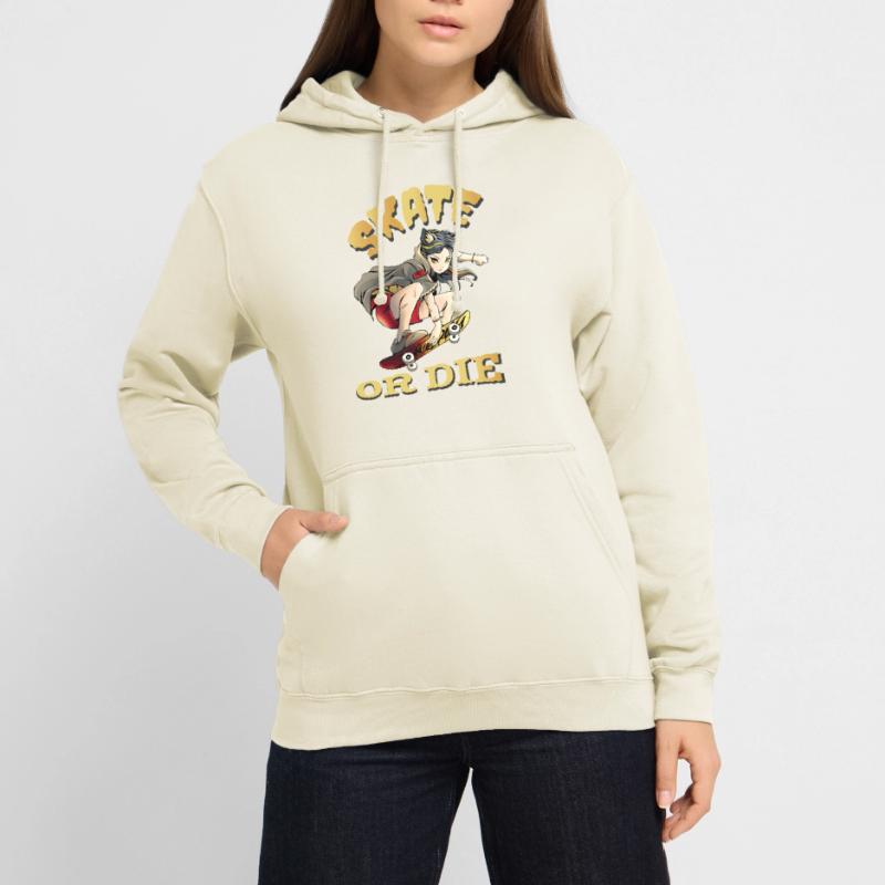 Skate oder stirb Skateboarder Anime Mädchen Unisex Hoodie