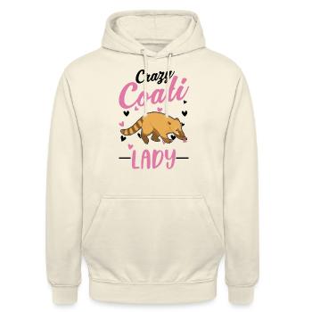 Crazy Coati lady Rüsselbär Nasenbär - Unisex Hoodie - Vanille-Milchshake - Vorne - Alina (178cm) & Michal (187cm)