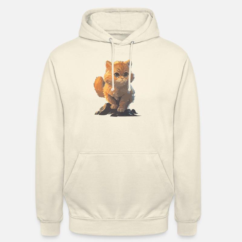 Dessin de chat mignon - Sweat-shirt à capuche unisexe - vanille
