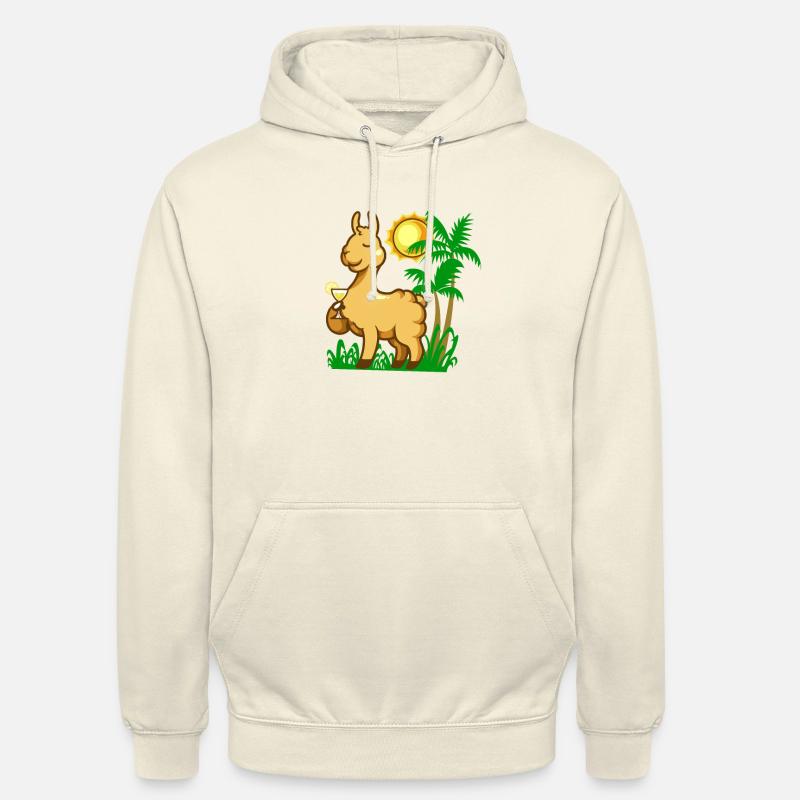 Comic Lama enjoying a cocktail - Unisex Hoodie - vanilla