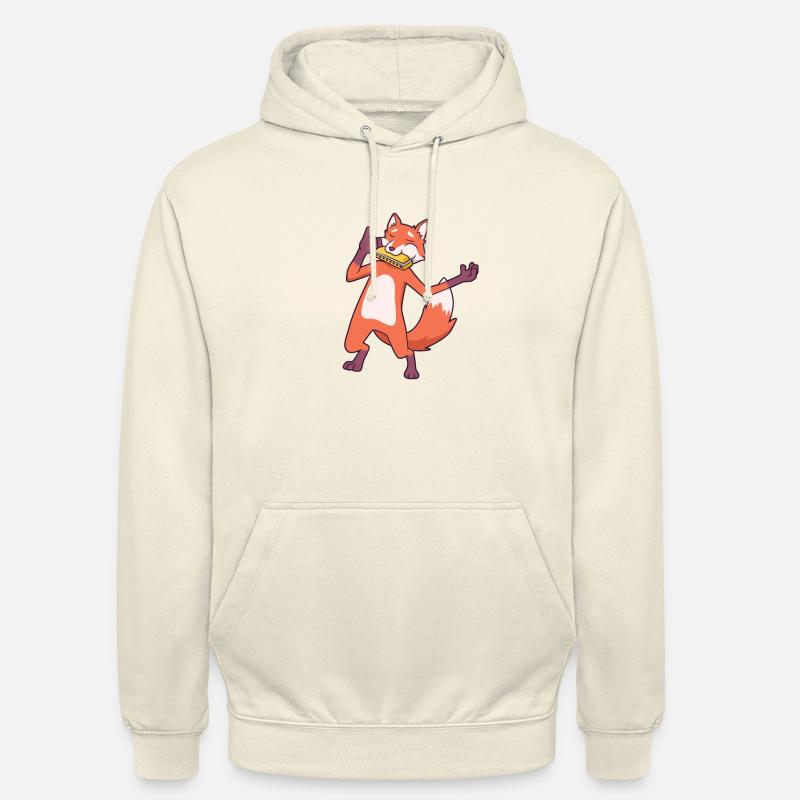 Fox plays harmonica - Unisex Hoodie - vanilla