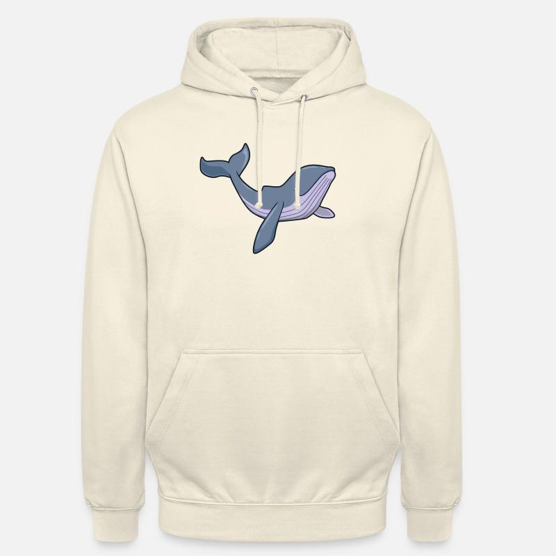 Kawaii-hval - knølhval - Unisex-hettegenser - vanilje-milkshake