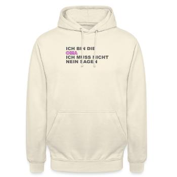 Oma Spruch - Unisex Hoodie - Vanille-Milchshake - Vorne - Alina (178cm) & Michal (187cm)