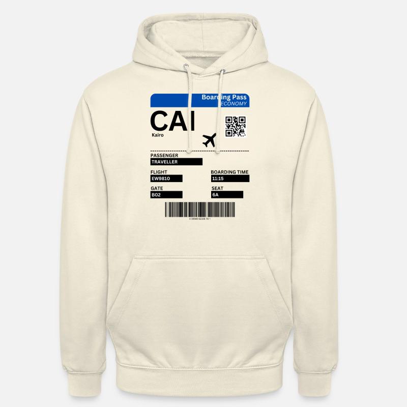 Le Caire Égypte Billet d’avion Le Caire Idée de vacances - Sweat-shirt à capuche unisexe - vanille
