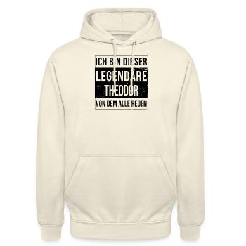 Ich bin dieser legendäre für Theodor - Unisex Hoodie - Vanille-Milchshake - Vorne - Alina (178cm) & Michal (187cm)