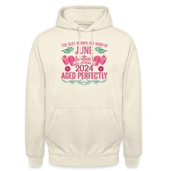 June 2024 Female Birthday June 2024 - Unisex Hoodie - vanilla - Front - Alina (178cm) & Michal (187cm)