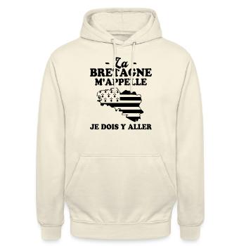 La bretagne m'appelle humour breton homme - Sweat-shirt à capuche unisexe - vanille - Devant - Alina (178cm) & Michal (187cm)