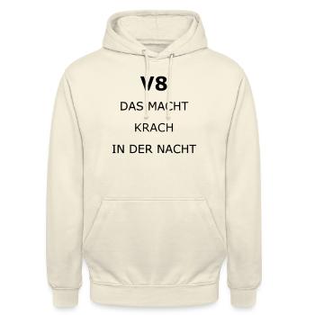 V8 macht Krach in der Nacht - Unisex Hoodie - Vanille-Milchshake - Vorne - Alina (178cm) & Michal (187cm)