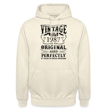Vintage Made In 1987 37 Years Of Being Awesome - Unisex Hoodie - Vanille-Milchshake - Vorne - Alina (178cm) & Michal (187cm)