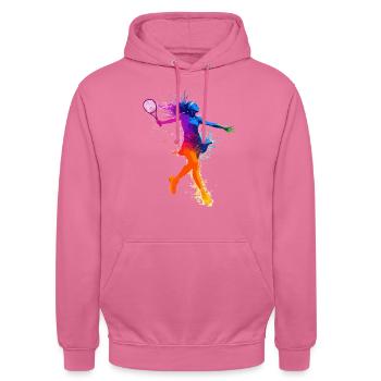 Tennisspielerin Silhouette - Unisex Hoodie - Pink - Vorne - Alina (178cm) & Michal (187cm)