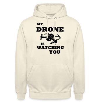 My Drone is watching you Drohnen Shirt - Unisex Hoodie - vanilla - Front - Alina (178cm) & Michal (187cm)