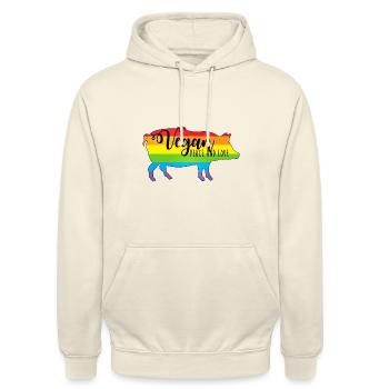 Vegan Peace and Love.png - Unisex Hoodie - Vanille-Milchshake - Vorne - Alina (178cm) & Michal (187cm)