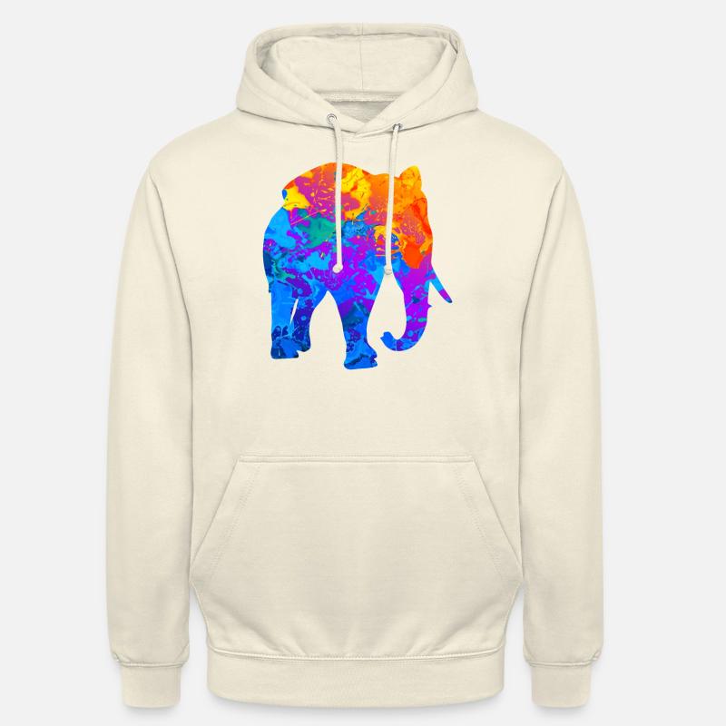 Elephant Elephant Silhouette Cadeau - Sweat-shirt à capuche unisexe - vanille
