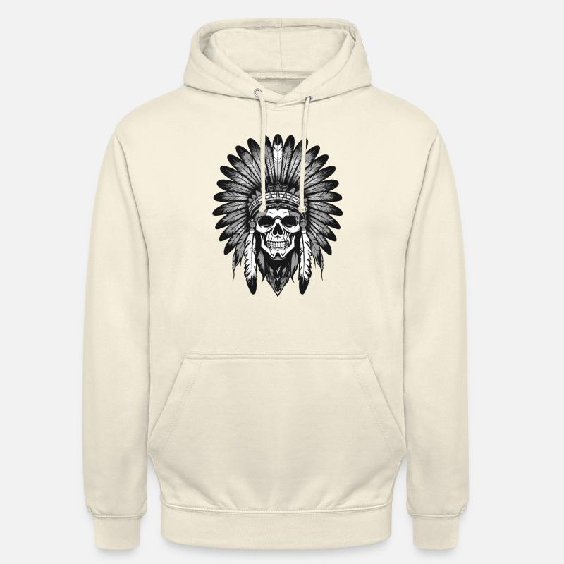 Chef du crâne indien Apache - Sweat-shirt à capuche unisexe - vanille