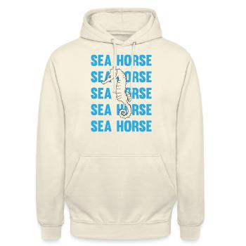 Sea Horse Writing Game Ocean Love - Unisex Hoodie - vanilla - Front - Alina (178cm) & Michal (187cm)