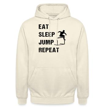 Manger, dormir, sauter, répéter, sport, passion - Sweat-shirt à capuche unisexe - vanille - Devant - Alina (178cm) & Michal (187cm)