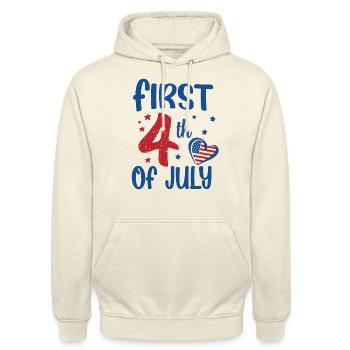First 4th of July Independence Day America - Unisex Hoodie - vanilla - Front - Alina (178cm) & Michal (187cm)