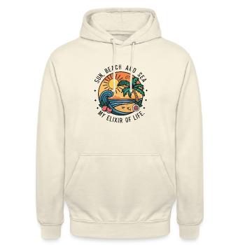 Sun, beach and sea - my elixir of life - Unisex Hoodie - vanilla - Front - Alina (178cm) & Michal (187cm)