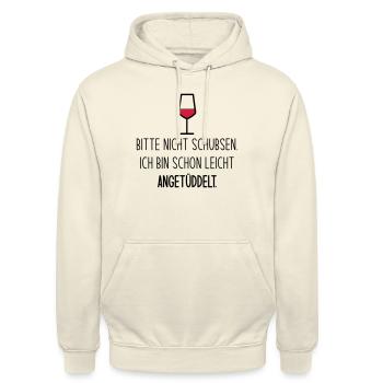 Bitte nicht schubsen. - Unisex Hoodie - Vanille-Milchshake - Vorne - Alina (178cm) & Michal (187cm)