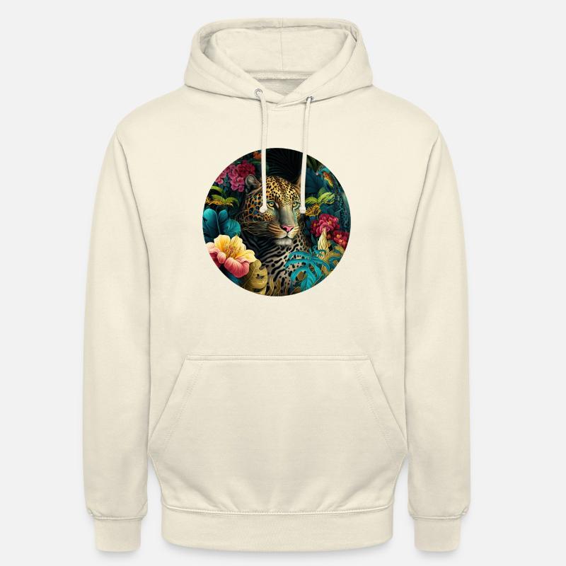Fleurs de la jungle léopard - Sweat-shirt à capuche unisexe - vanille