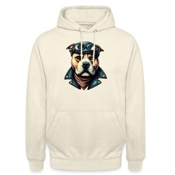 Vintage Pitbull Biker - Unisex Hoodie - Vanille-Milchshake - Vorne - Alina (178cm) & Michal (187cm)