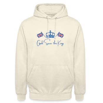 Couronnement du roi britannique Charles Angleterre Drapeau - Sweat-shirt à capuche unisexe - vanille - Devant - Alina (178cm) & Michal (187cm)