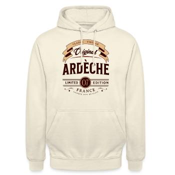 Vintage Ardèche Département France - Sweat-shirt à capuche unisexe - vanille - Devant - Alina (178cm) & Michal (187cm)