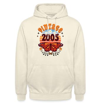 Papillon Année 2005 Femme 20 Ans Anniversaire - Sweat-shirt à capuche unisexe - vanille - Devant - Alina (178cm) & Michal (187cm)