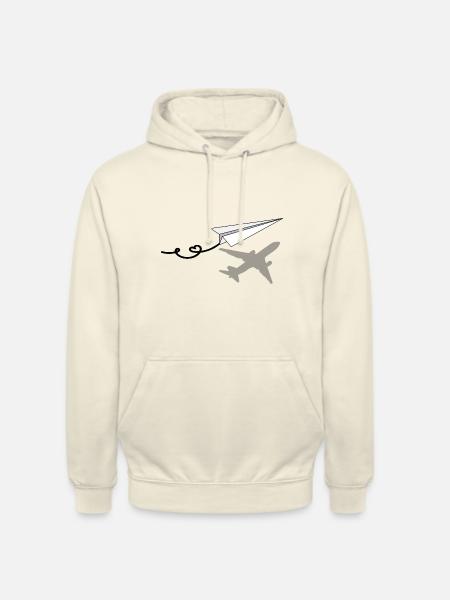 Papierflugzeug mit Flugzeugschatten - Unisex Hoodie - Vanille-Milchshake