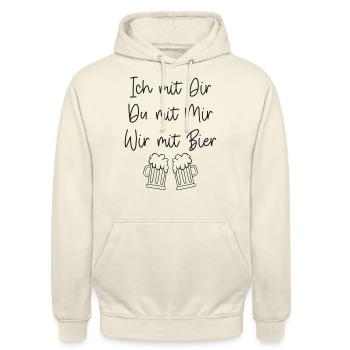 Spruch Sprüche Bier Paar Beziehung Partner Freund - Unisex Hoodie - Vanille-Milchshake - Vorne - Alina (178cm) & Michal (187cm)