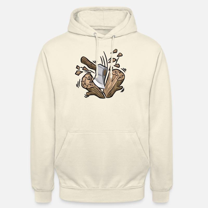 Bûcheron hache et bois forestier forestier forêt - Sweat-shirt à capuche unisexe - vanille