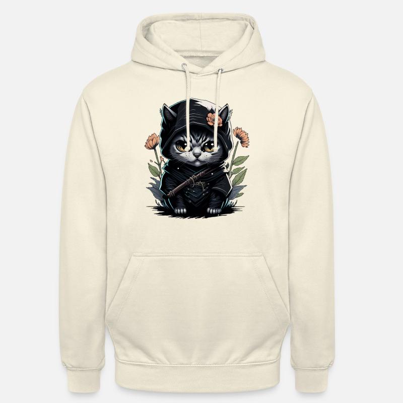 Le chat ninja : un combattant invincible - Sweat-shirt à capuche unisexe - vanille