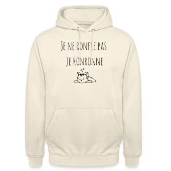 Je ne ronfle pas, je ronronne - Sweat-shirt à capuche unisexe - vanille - Devant - Alina (178cm) & Michal (187cm)
