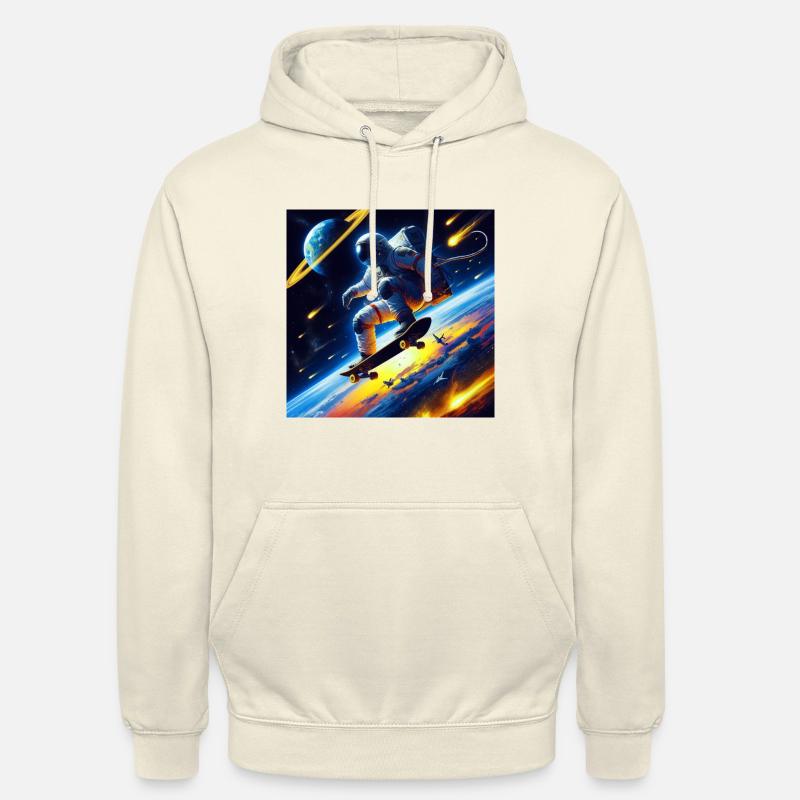 Astronaute faisant du skateboard dans l’espace - Sweat-shirt à capuche unisexe - vanille