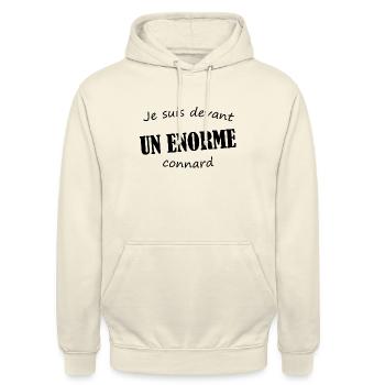 je suis devant un énorme connard - Sweat-shirt à capuche unisexe - vanille - Devant - Alina (178cm) & Michal (187cm)
