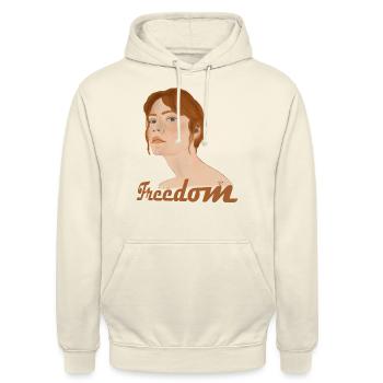 Freedom - Unisex Hoodie - Vanille-Milchshake - Vorne - Alina (178cm) & Michal (187cm)