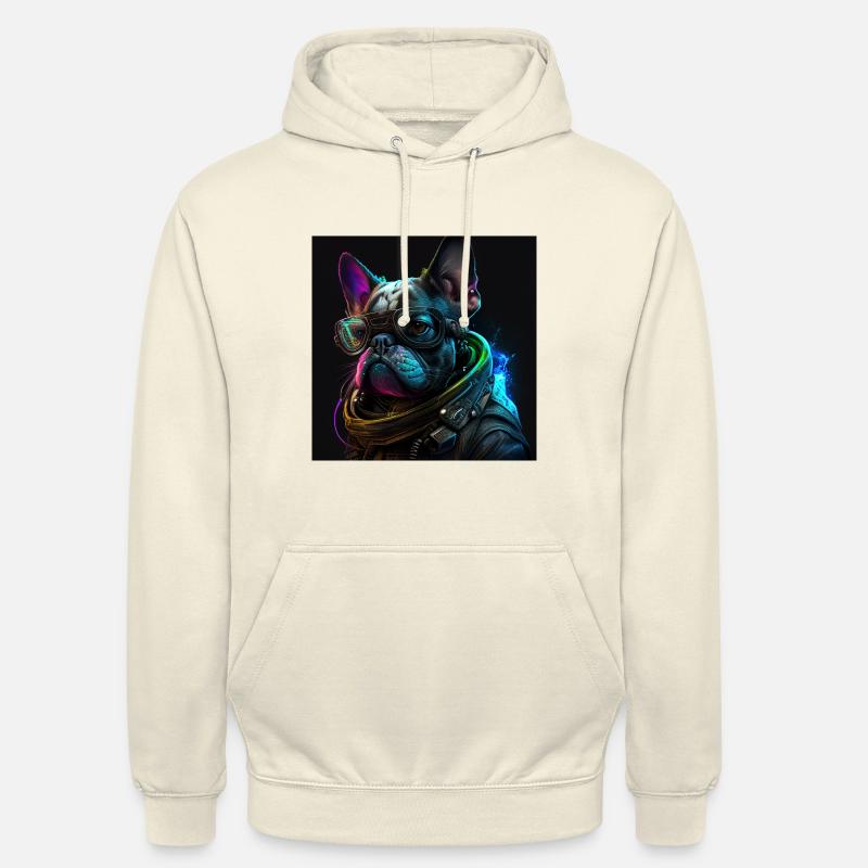 Fransk Bulldog "Neon Design" - Luvtröja unisex - vaniljmilkshake