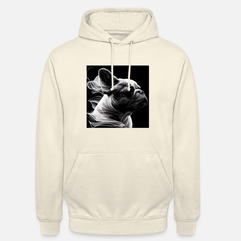 Fransk bulldog, sort og hvid - Luvtröja unisex - vaniljmilkshake