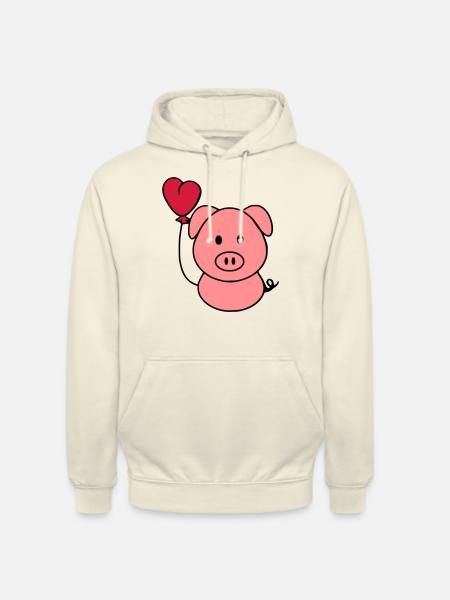 Schweinchen mit Herzballon - Unisex Hoodie - Vanille-Milchshake