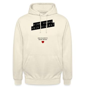 Hier hamwa kein Dialekt - Unisex Hoodie - Vanille-Milchshake - Vorne - Alina (178cm) & Michal (187cm)