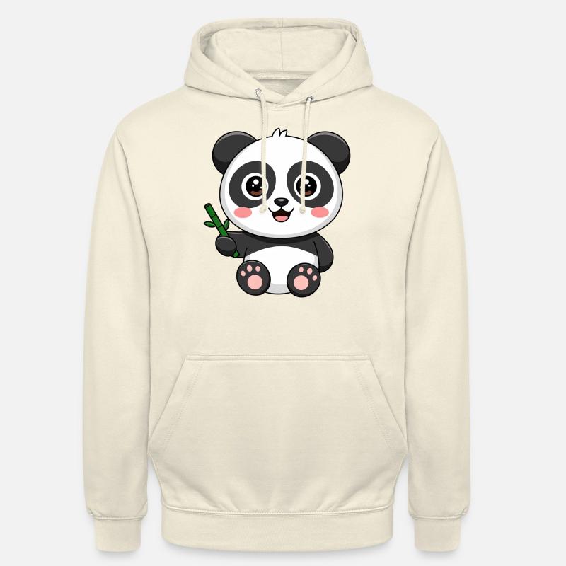 Mignon bébé panda avec bambou - Sweat-shirt à capuche unisexe - vanille