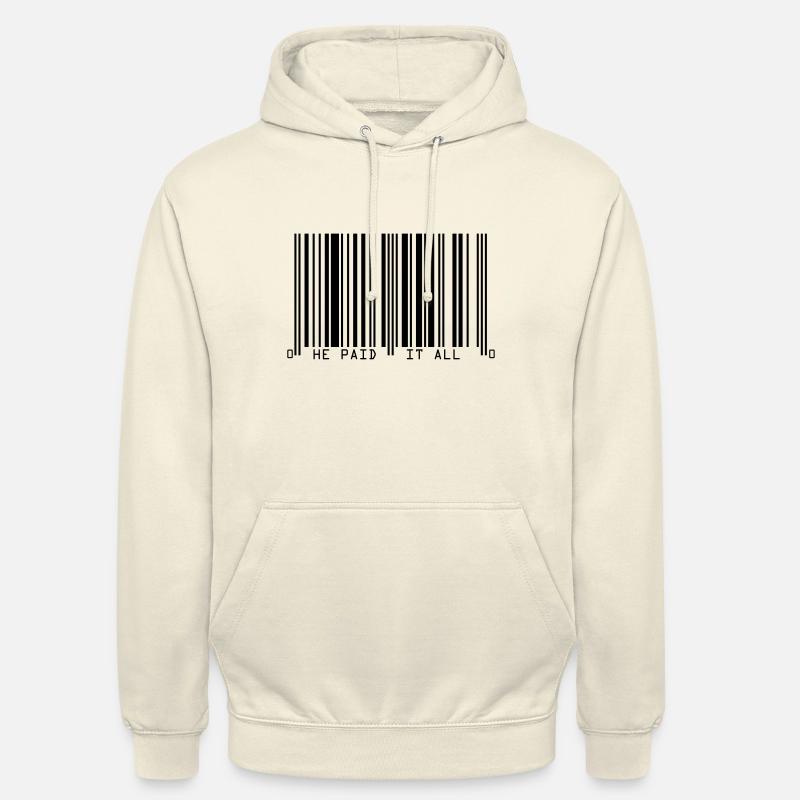 He paid it all - Barcode - Unisex Hoodie - Vanille-Milchshake