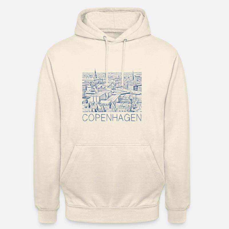 Dessin à la plume Copenhague - Sweat-shirt à capuche unisexe - vanille