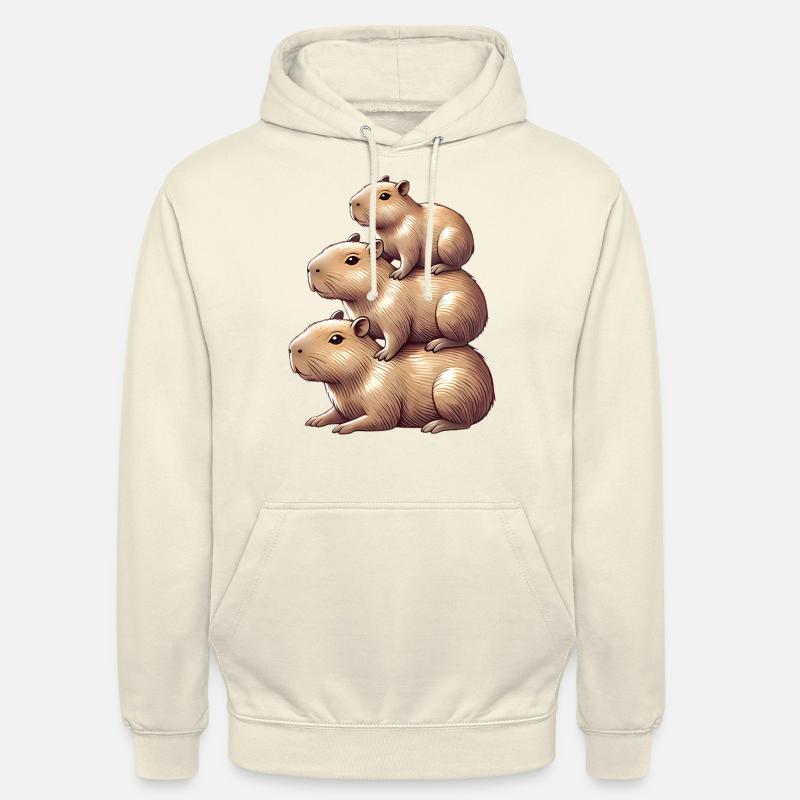 Capybaras empilés mignon conception d’animaux - Sweat-shirt à capuche unisexe - vanille