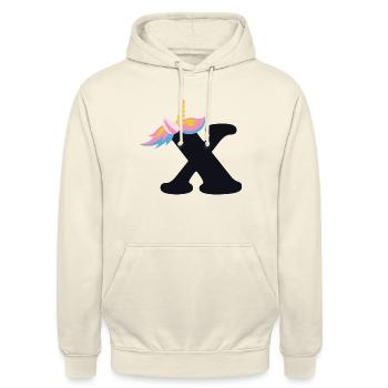 Unicorn Letter Rainbow Style "X" | be unique - Unisex Hoodie - vanilla - Front - Alina (178cm) & Michal (187cm)