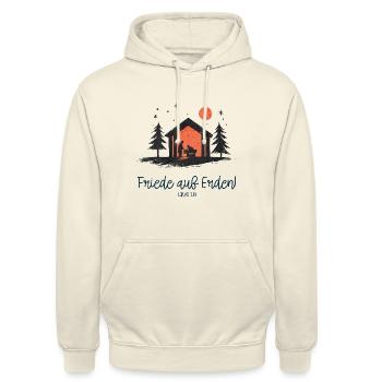 Friede auf Erden Weihnachten an der Krippe Jesus - Unisex Hoodie - Vanille-Milchshake - Vorne - Alina (178cm) & Michal (187cm)