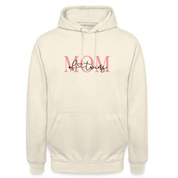 Mom of Twins-personalisierbar - Unisex Hoodie - Vanille-Milchshake - Vorne - Alina (178cm) & Michal (187cm)